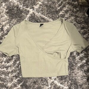 SHEIN Sage Green Ribbed Crop Top